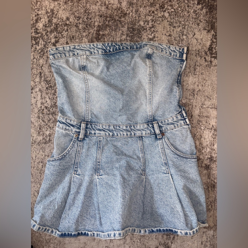 Strapless Light Blue Denim Dress